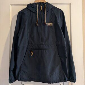 LL Bean Anorak Mountain Classic Black Water Resistant Half Zip Hood Jacket